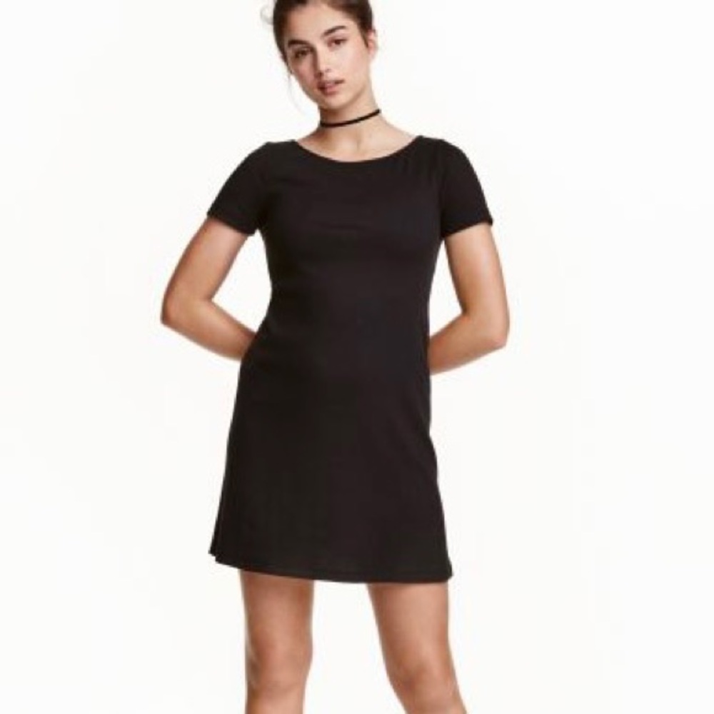 H&M ribbed black t shirt dress